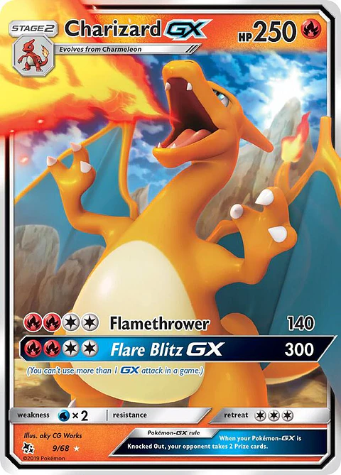 POKEMON TCG Charizard GX Hidden Fates 9/68 INGLES