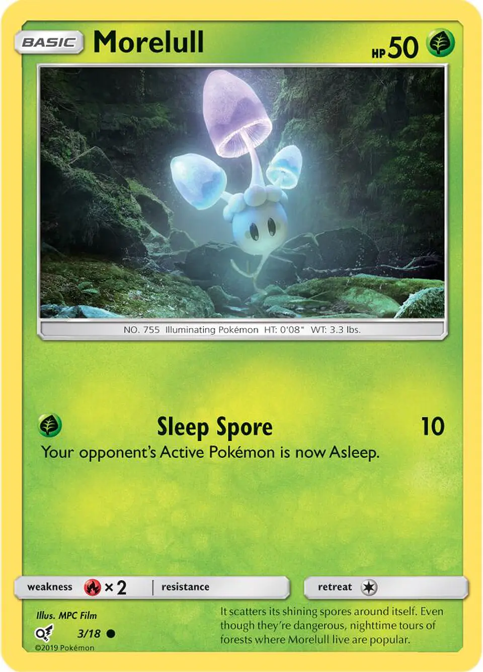 POKEMON TCG Morelull (Holo Common) Detective Pikachu 3/18 INGLES 1