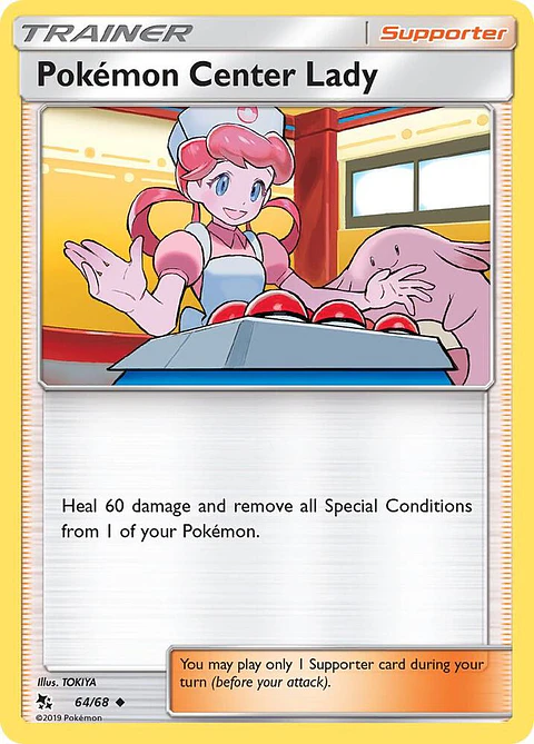 POKEMON TCG Pokemon Center Lady Hidden Fates 64/68 INGLES HOLO REVERSE