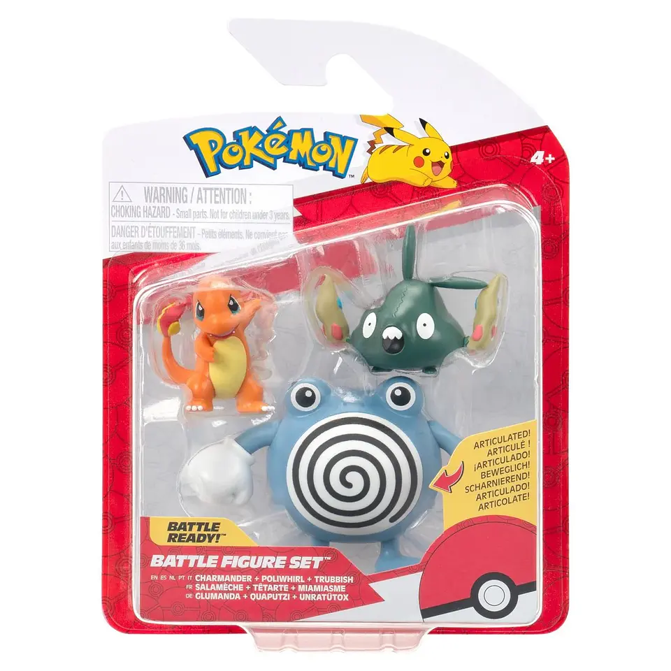 Pokemon Pack 3 Figuras Charmander, Poliwhirl y Trubbish 1