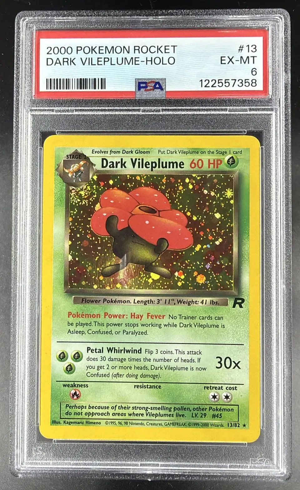 2000 Pokemon Team Rocket Dark Vileplume 13/82 Holo PSA 6 1