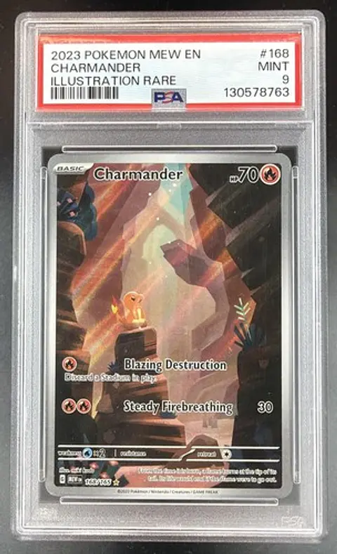 2023 Pokemon 151 Charmander 168/165 Illustration Rare Holo PSA 9