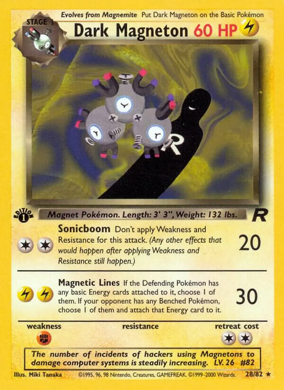 2000 Pokemon Team Rocket 1st Edition Dark Magneton 28/82 Rare 1
