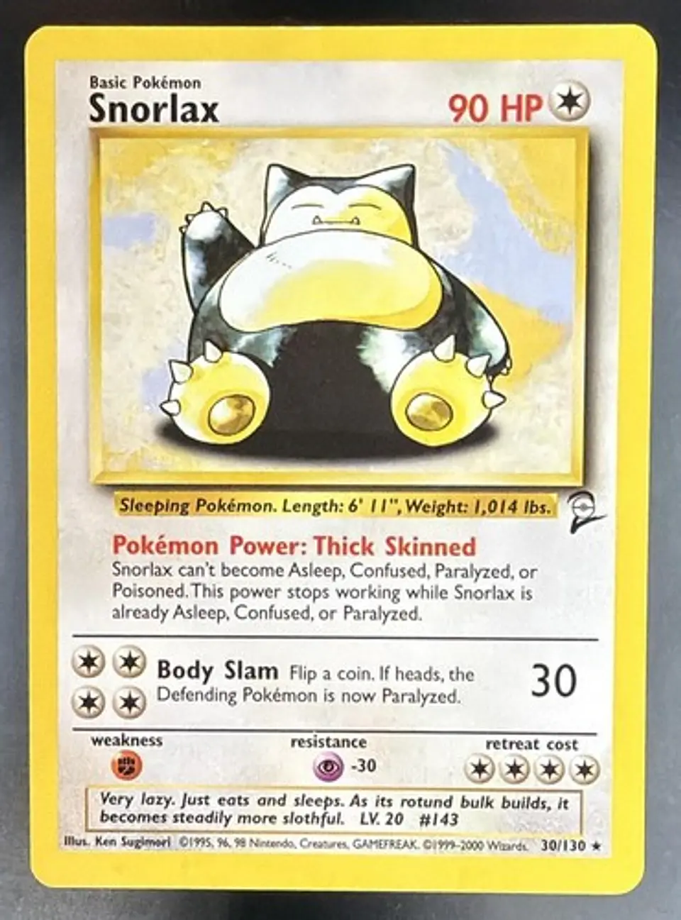 2000 Pokemon Base Set 2 Snorlax 30/130 Rare 1