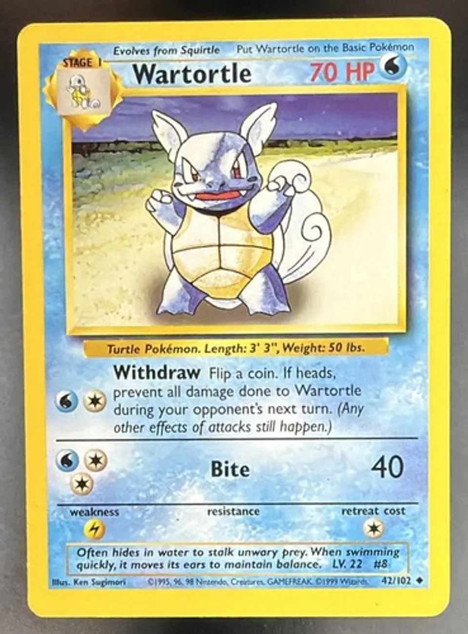 1999 Pokemon Base Set Wartortle 42/102 Uncommon 1