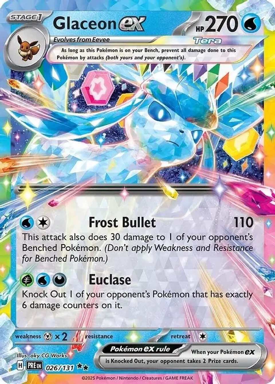 Pokemon Glaceon ex (26/381) Prismatic Evolutions NM HOLO 1