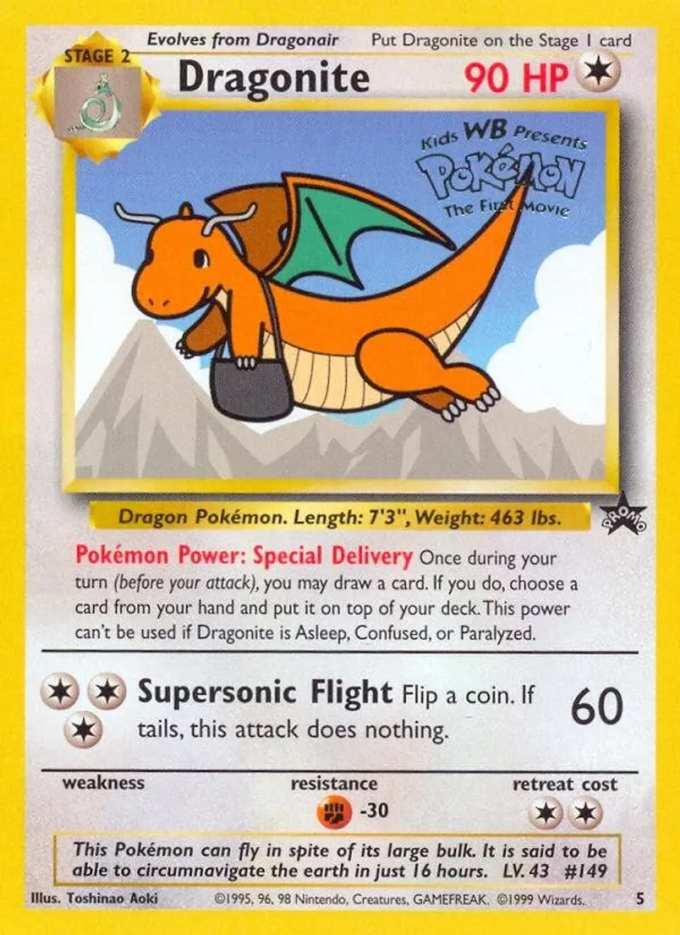 Pokemon Dragonite (5/58) Wizards Black Star Promos HP 1