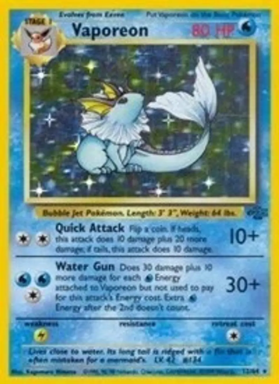 Pokemon Vaporeon (12/67) Jungle DMG HOLO 1