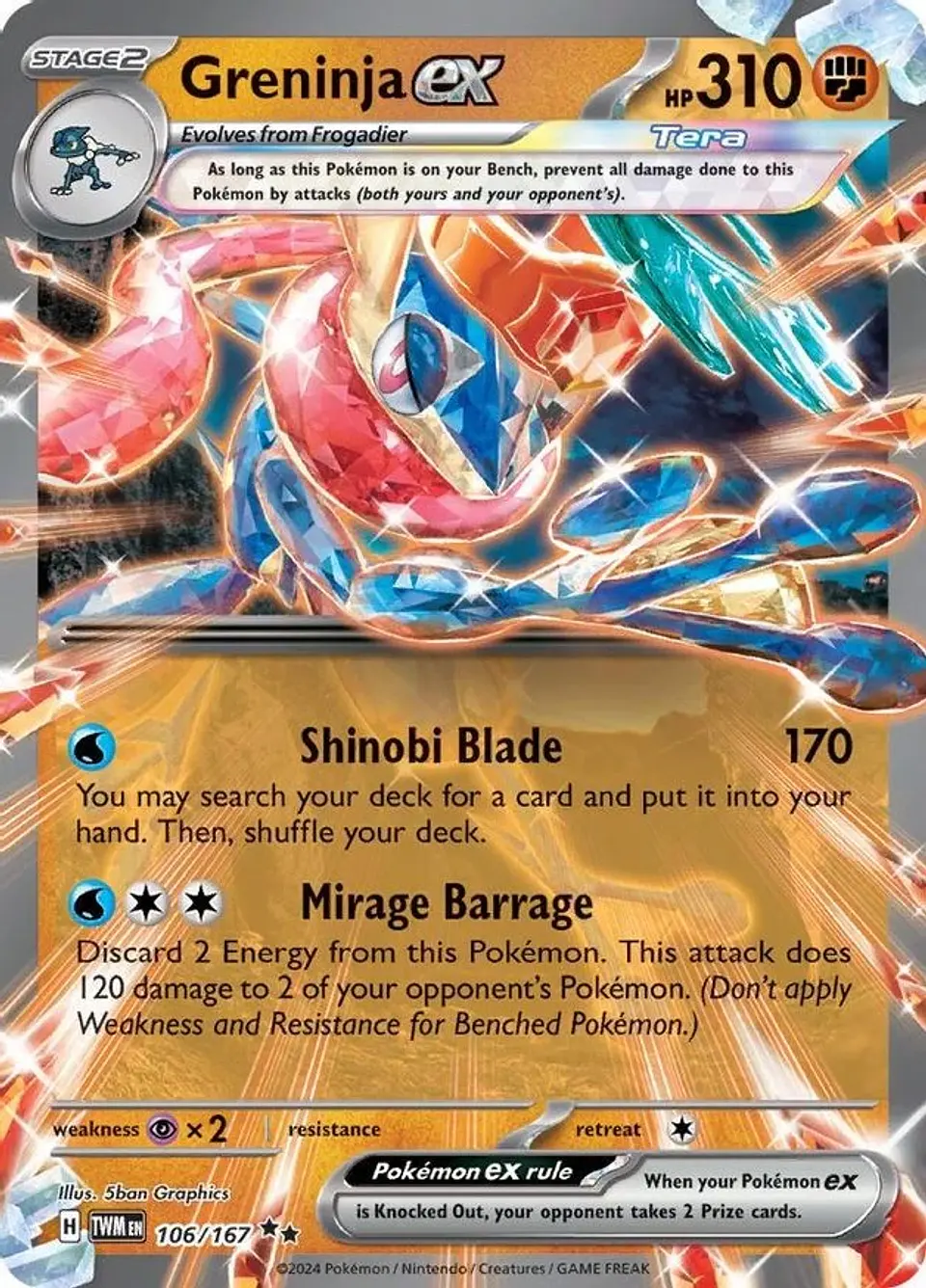 Pokemon Greninja ex (106/293) Twilight Masquerade NM HOLO 1