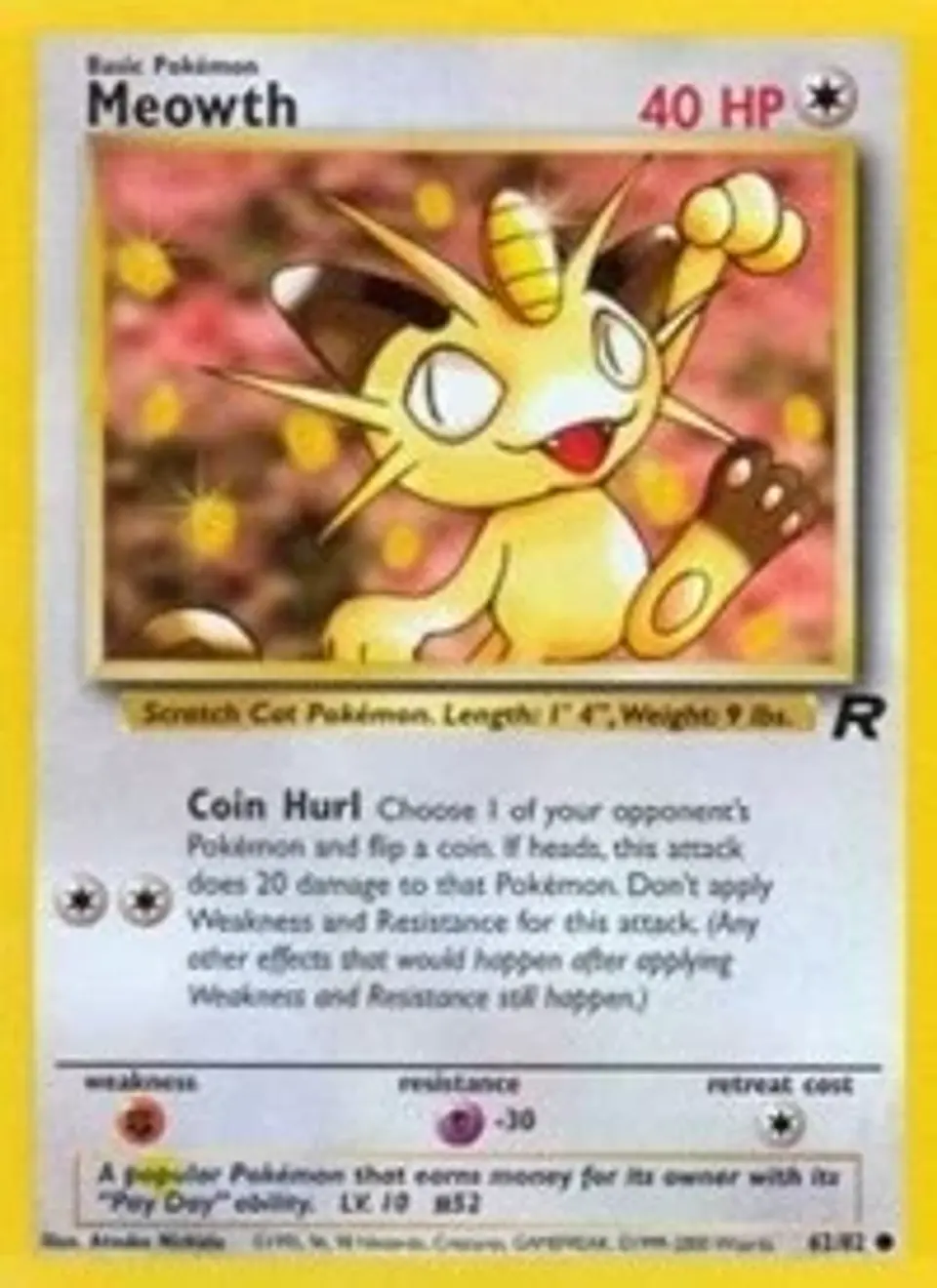 Pokemon Meowth (62/83) Team Rocket MP 1