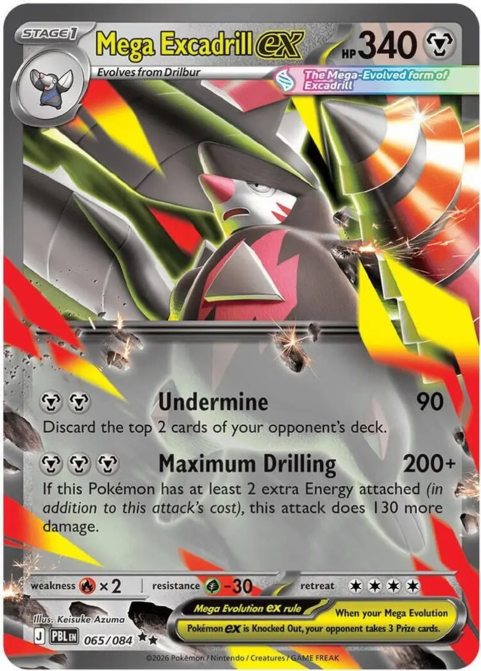 Pokemon Mega Excadrill ex (65/126) Pitch Black NM HOLO 1