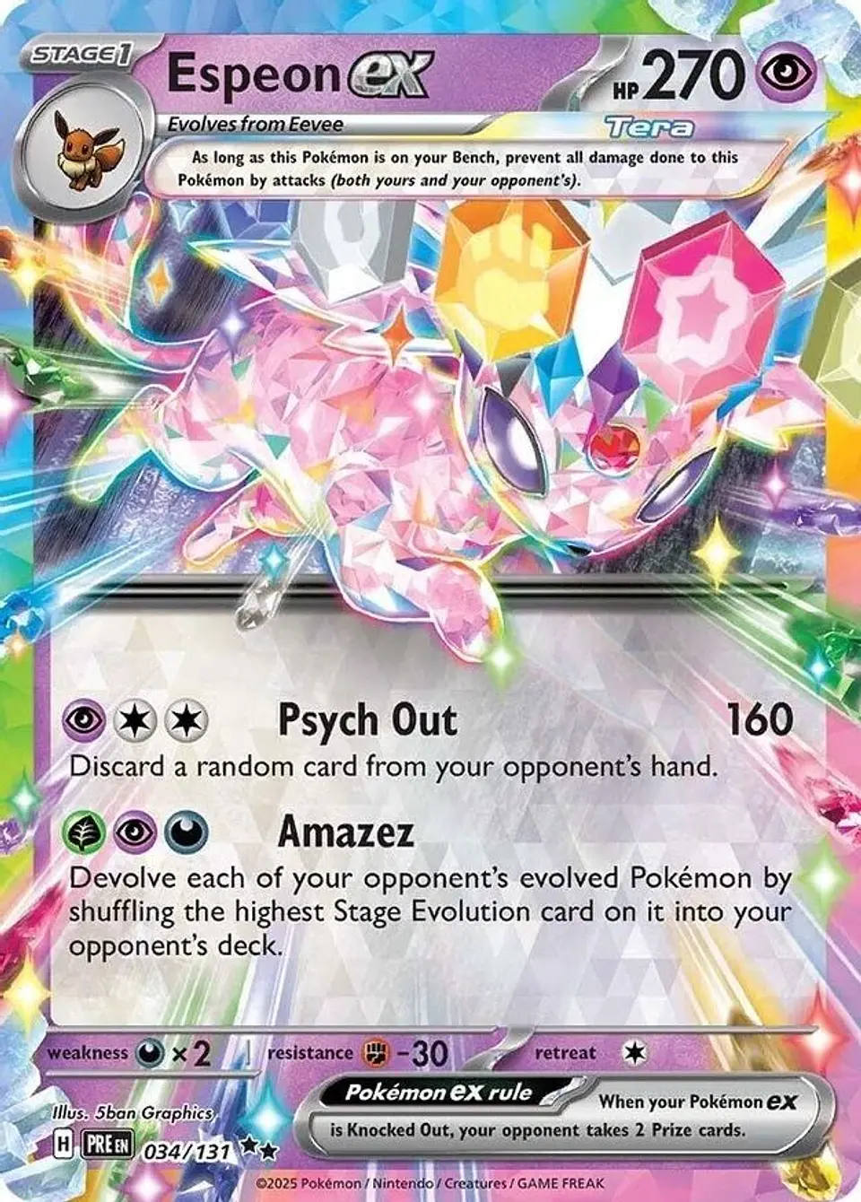 Pokemon Espeon ex (34/377) Prismatic Evolutions NM HOLO 1