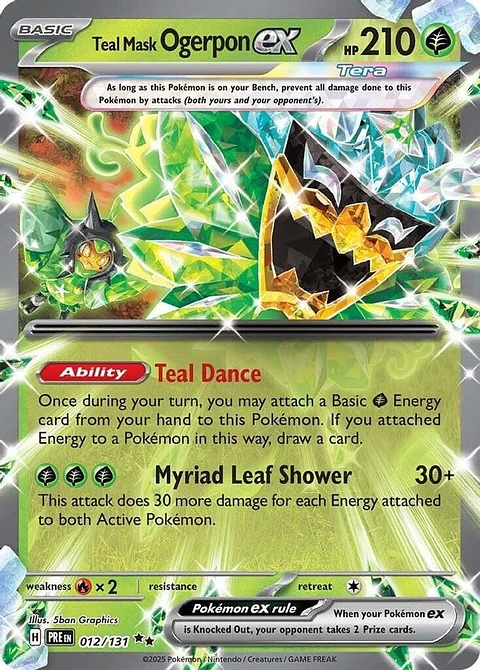 Pokemon Teal Mask Ogerpon ex (12/386) Prismatic Evolutions LP HOLO