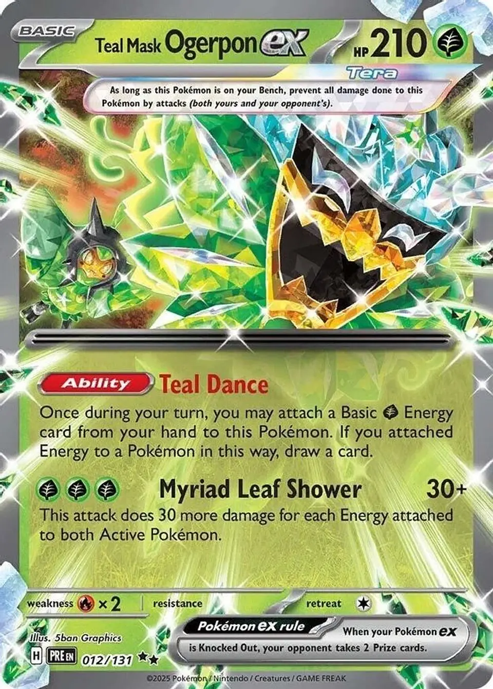 Pokemon Teal Mask Ogerpon ex (12/386) Prismatic Evolutions LP HOLO 1