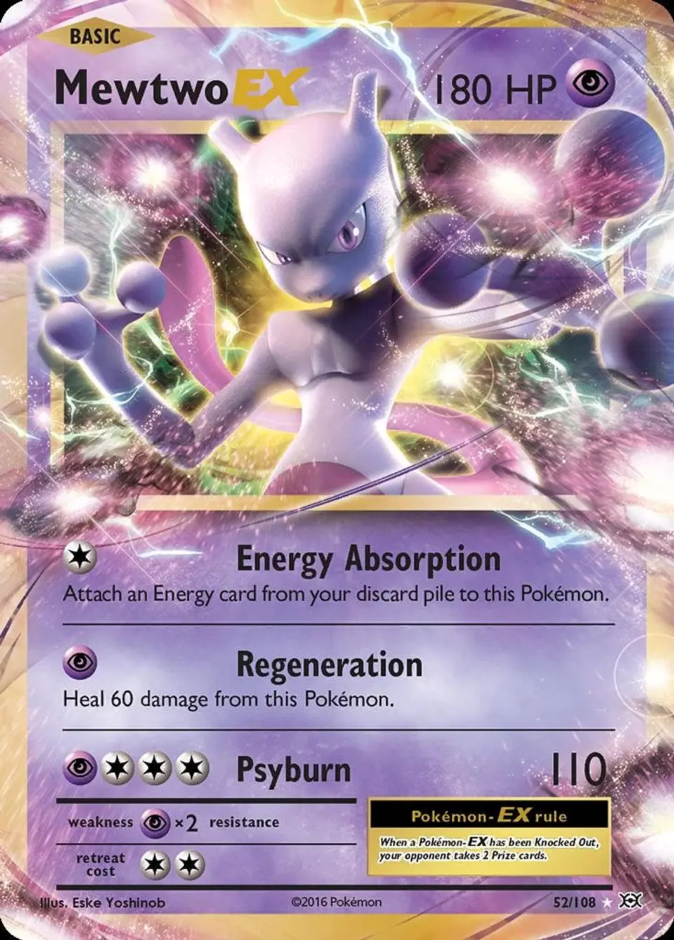 Pokemon Mewtwo-EX (52/131) Evolutions HP HOLO 1