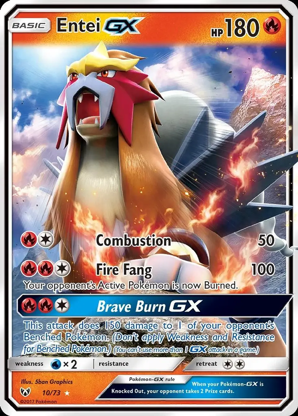 Pokemon Entei-GX (10/85) Shining Legends LP HOLO 1