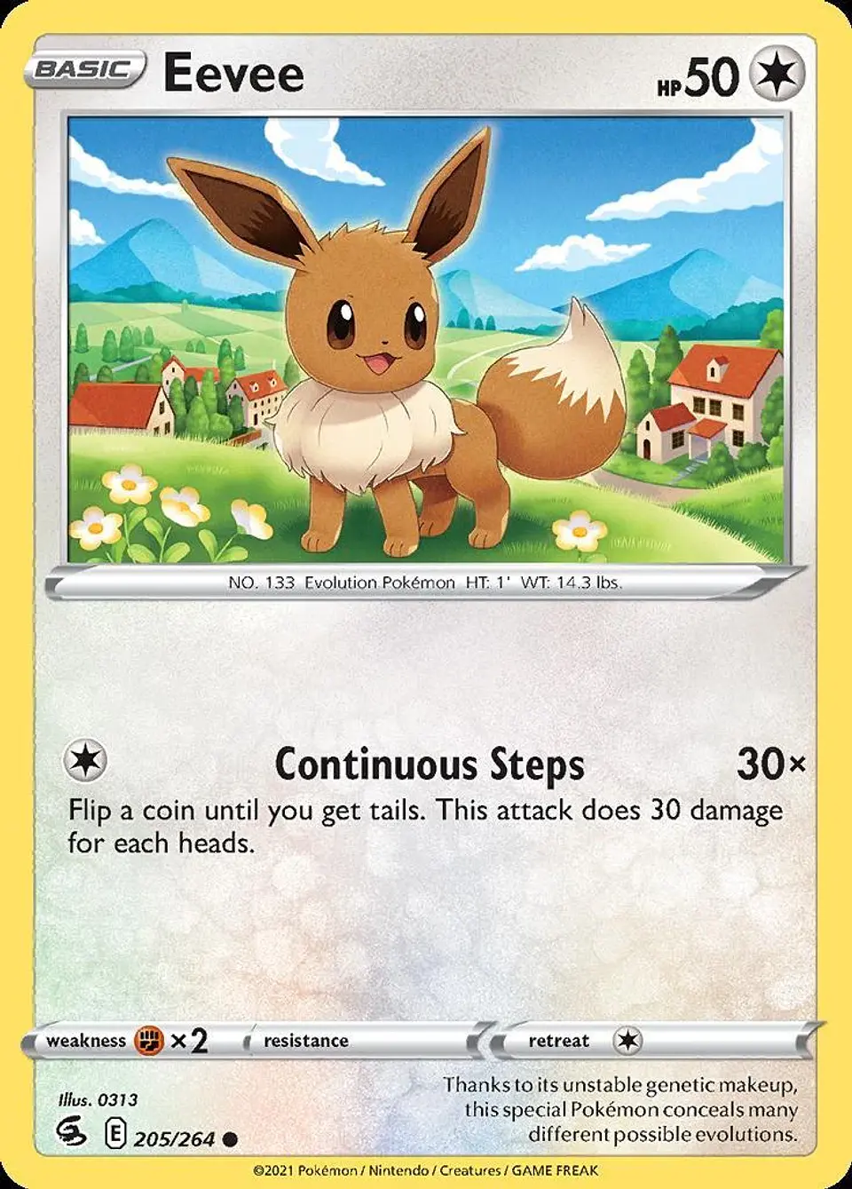 Pokemon Eevee (205/287) Fusion Strike LP 1