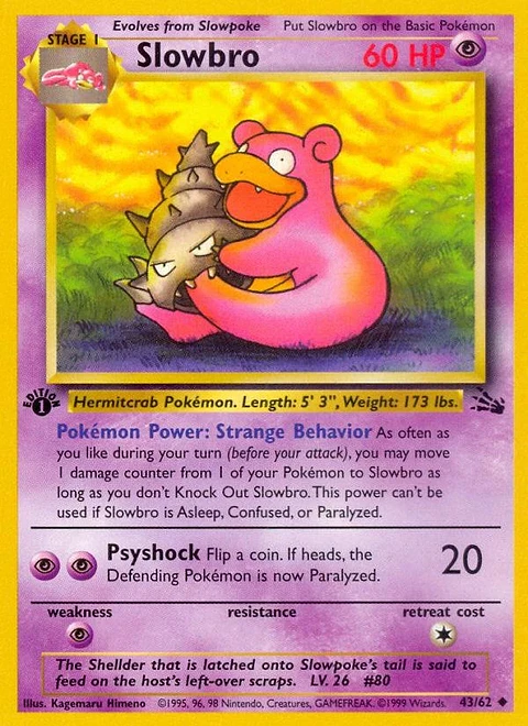 Pokemon Slowbro (43/63) Fossil 1ED LP - 1st Edition