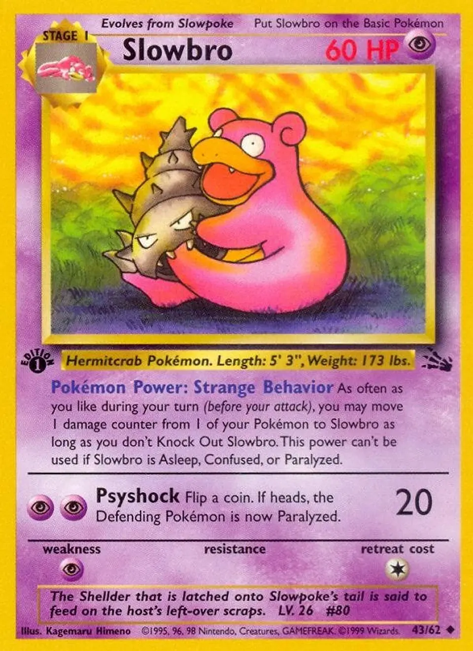 Pokemon Slowbro (43/63) Fossil 1ED LP - 1st Edition 1