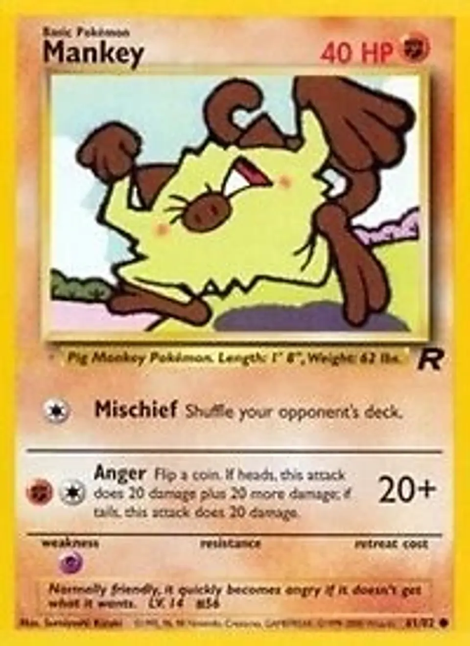 Pokemon Mankey (61/83) Team Rocket LP 1