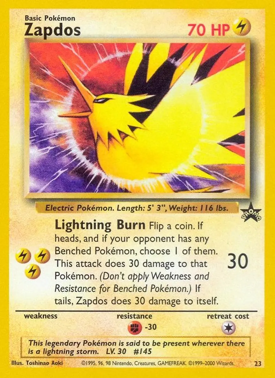 Pokemon Zapdos (23/53) Wizards Black Star Promos HP 1