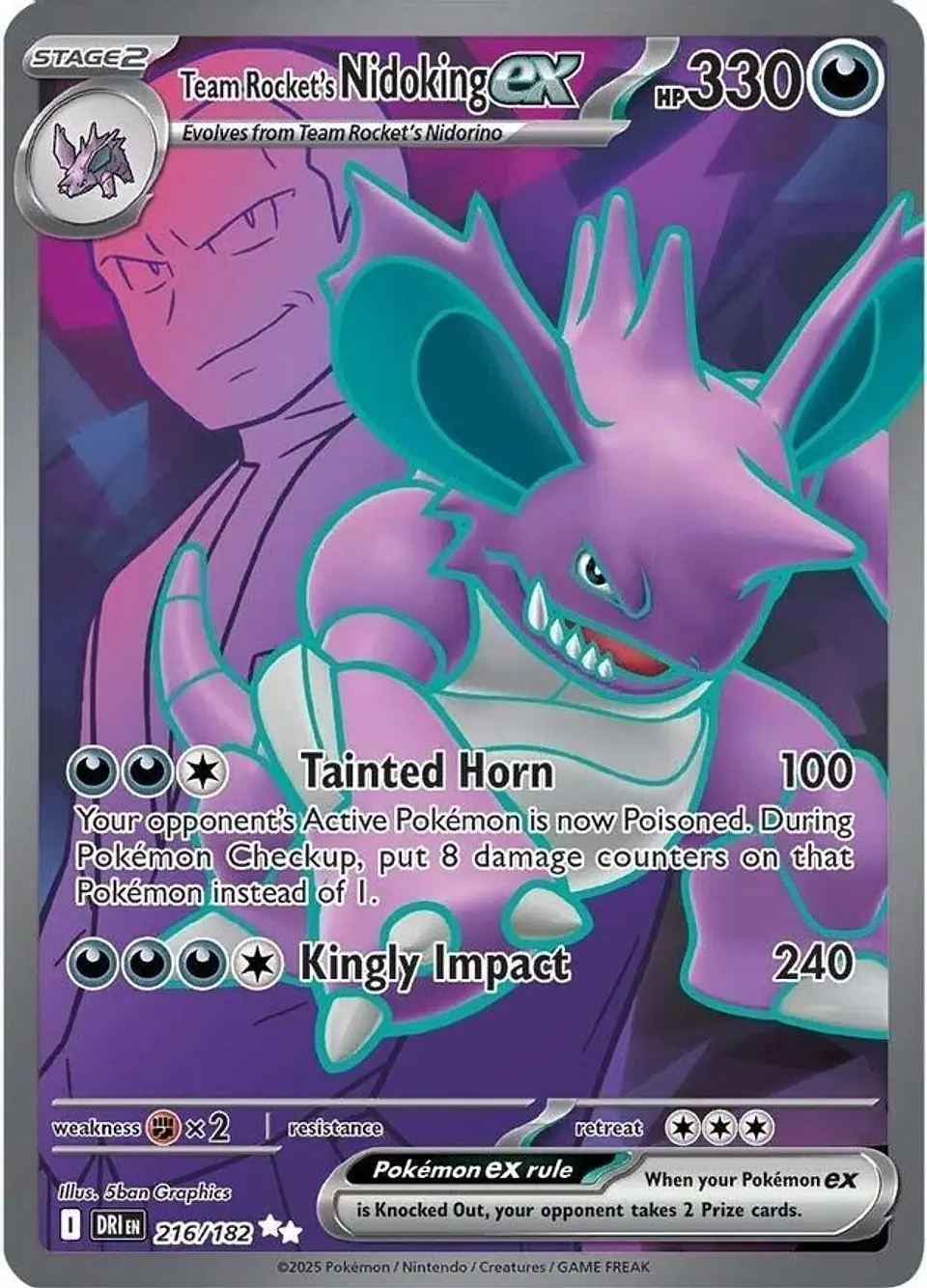 Pokemon Team Rocket's Nidoking ex (216/277) Destined Rivals LP HOLO 1