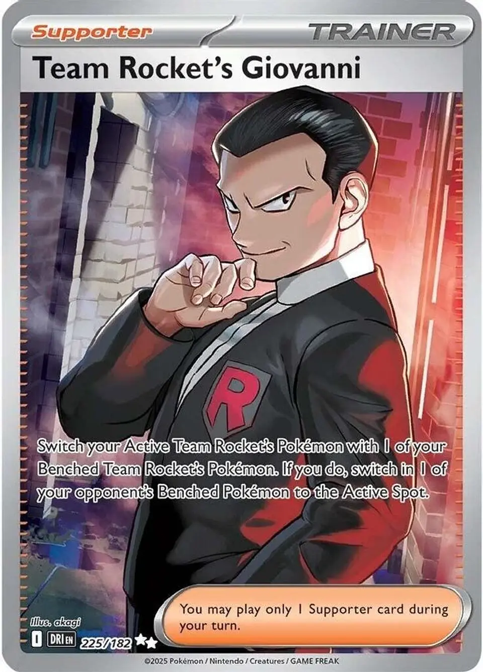Pokemon Team Rocket's Giovanni (225/276) Destined Rivals LP HOLO 1
