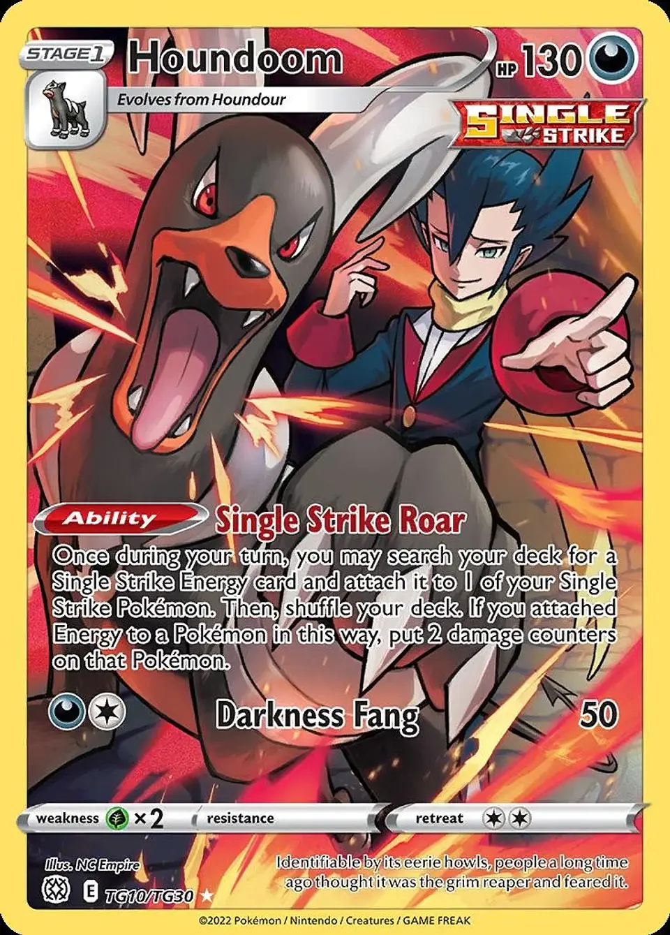 Pokemon Houndoom (TG10/30) Brilliant Stars Trainer Gallery NM HOLO 1