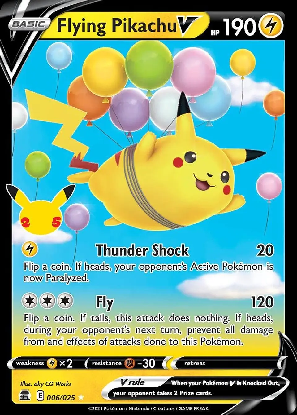 Pokemon Flying Pikachu V (6/30) Celebrations LP HOLO 1