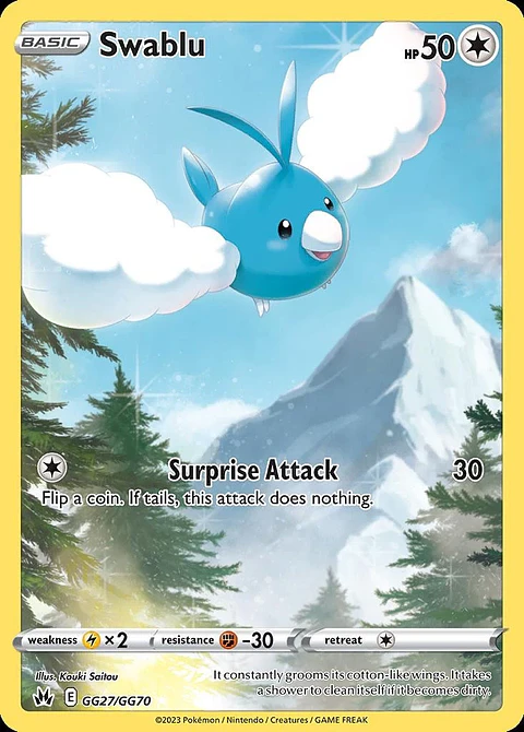 Pokemon Swablu (GG27/70) Crown Zenith Galarian Gallery NM HOLO