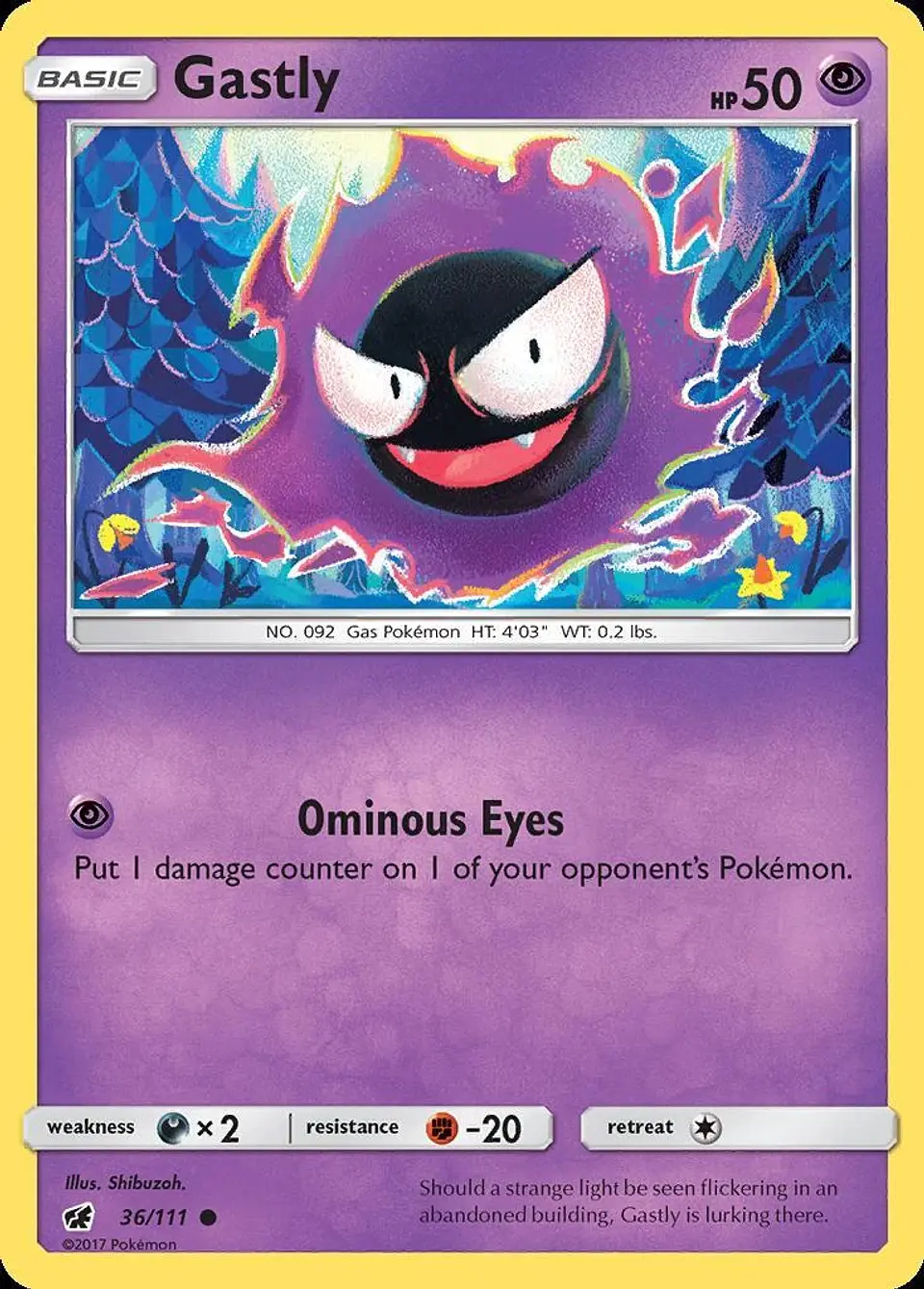 Pokemon Gastly (36/124) Crimson Invasion LP 1
