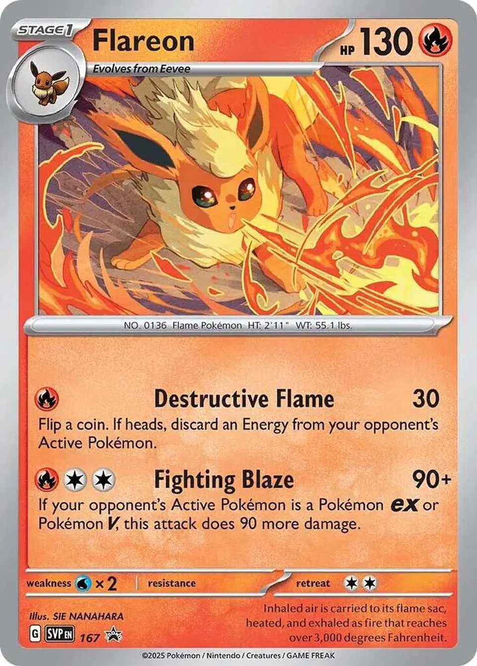 POKEMON Flareon - 167 (Cosmos Holo) Ingles 1