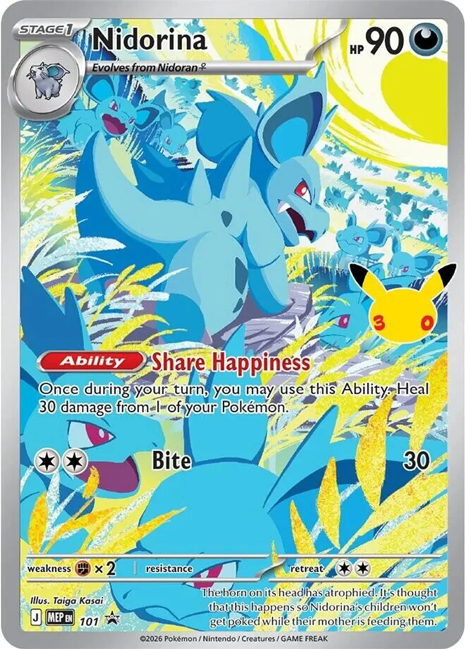 Pokemon TCG Nidorina - 101 (30th Celebration) Ingles 1