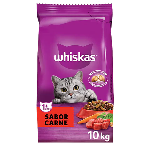 WHISKAS® alimento seco para gatos adultos carne 10Kg