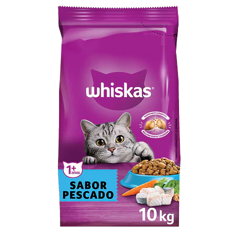 WHISKAS® alimento seco para gatos adultos pescado 10Kg