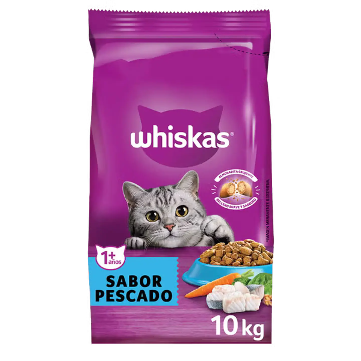 WHISKAS® alimento seco para gatos adultos pescado 10Kg 1