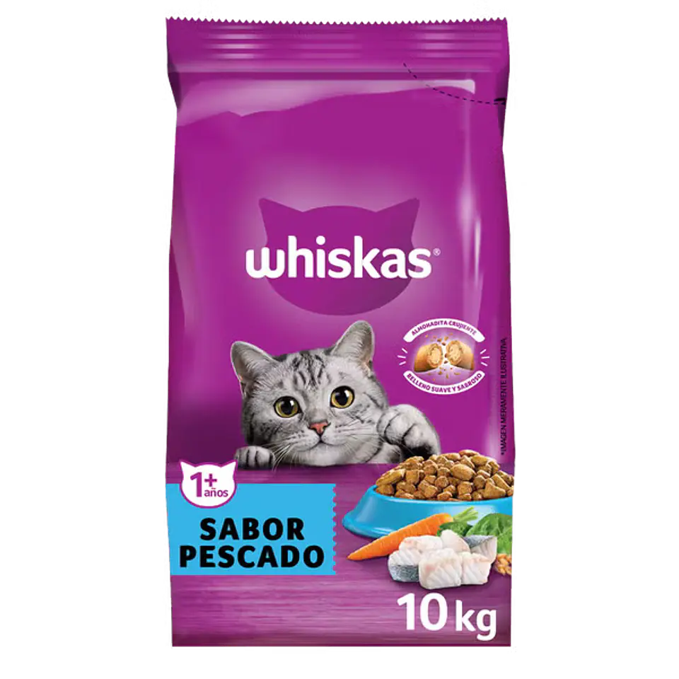 WHISKAS® alimento seco para gatos adultos pescado 10Kg 1