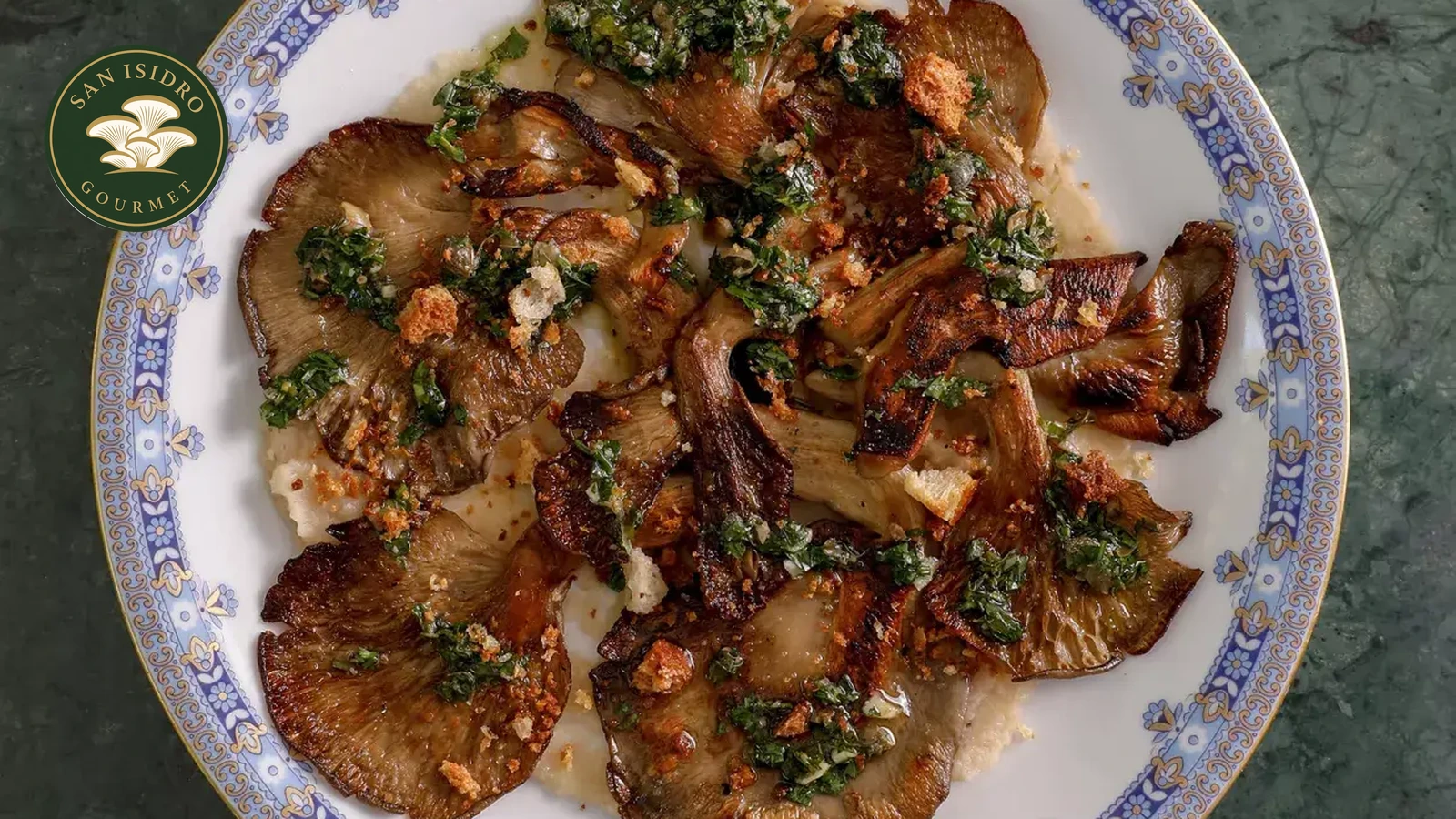 Hongo Ostra a la parrilla con chimichurri San Isidro Gourmet