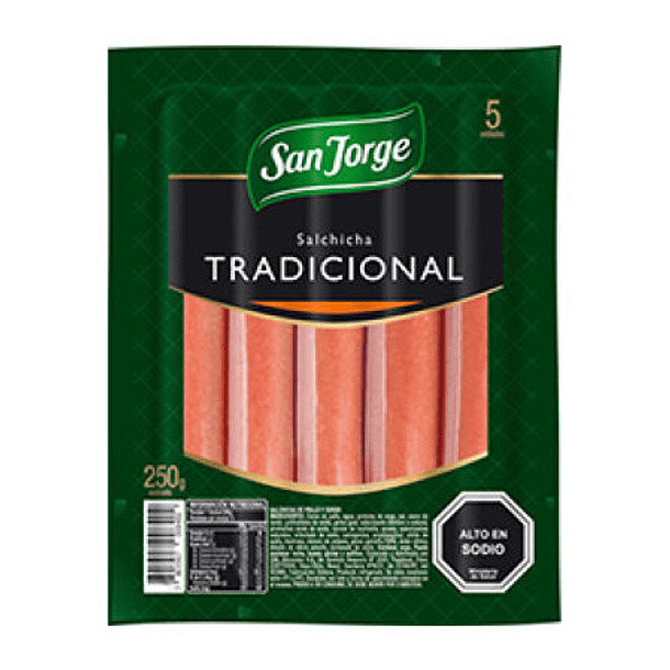 SALCHICHA TRADICIONAL CERDO 5 UND SAN JORGE 250GRS