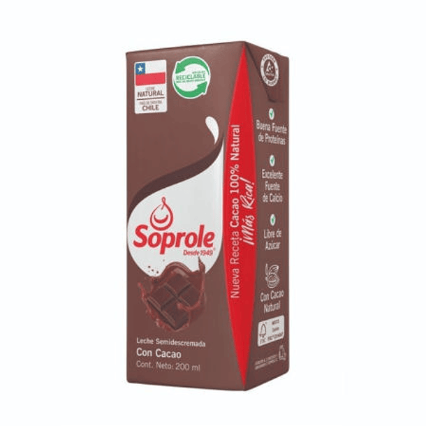 LECHE CHOCOLATE 200ML SOPROLE PACKx6