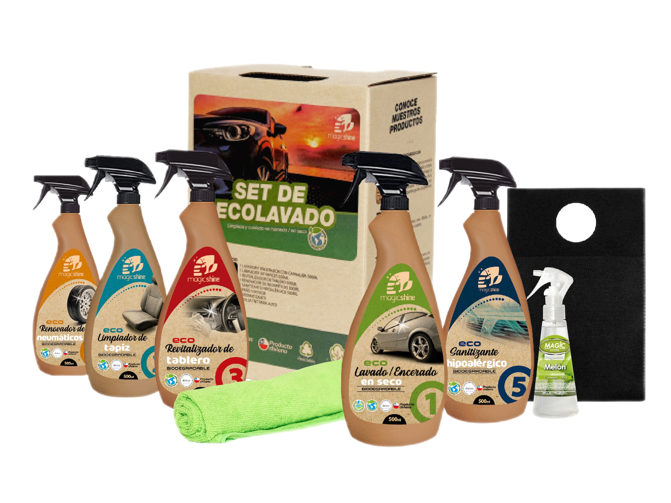 Kit Cuidado Limpieza Para Carro Shampoo Incluye 7 Productos