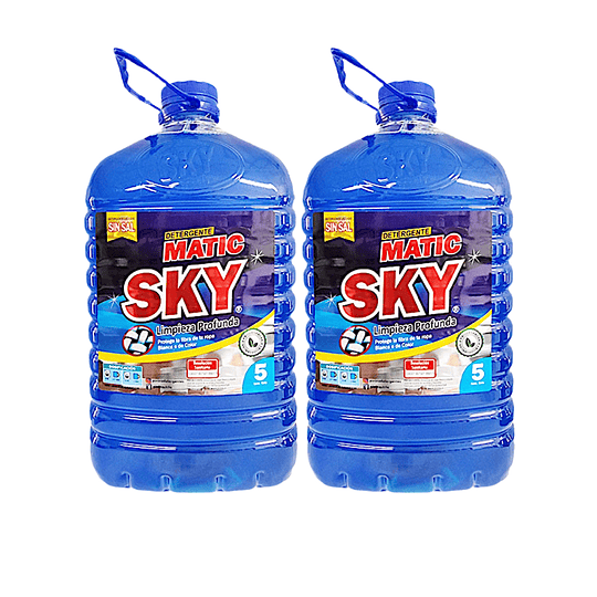 Pack Detergente Liquido Sky Color Azul 2 X 5L