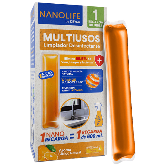 Limpiador Multiuso Desinfectante Nanolife Recarga Aroma Citrico 1x