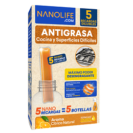 Antigrasa Liquido Nanolife Recarga Aroma Citrico Natural 5x