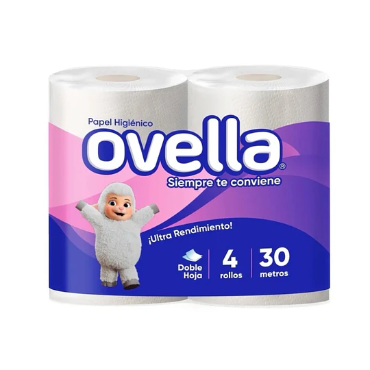 Papel Higiénico Ovella Doble Hoja 4 Rollos x  30mts