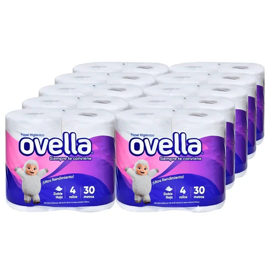 Manga Papel Higiénico Ovella Doble Hoja 40 Rollos x  30mts