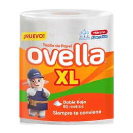 Toalla de Papel Doble Hoja Ovella XL 80mts