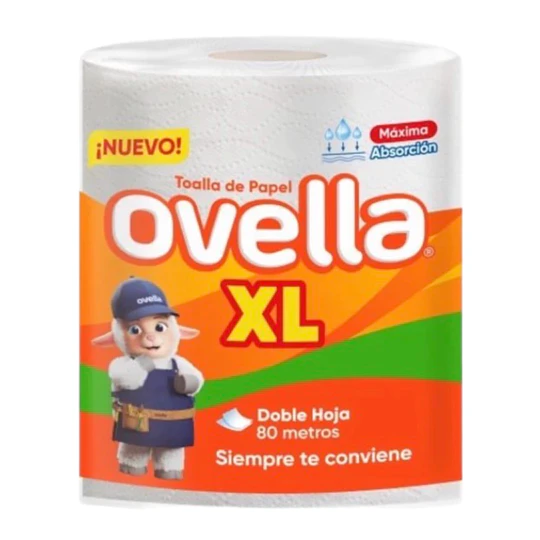 Toalla de Papel Doble Hoja Ovella XL 80mts