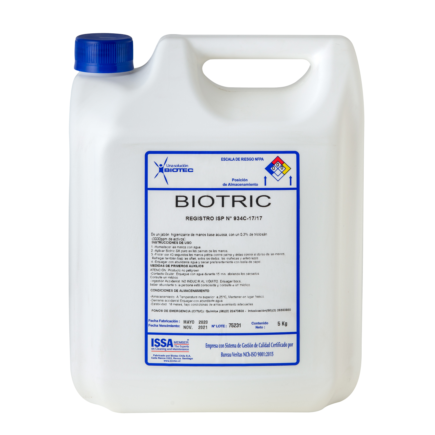 BIOTRIC JABON TRICLOSAN 4X5 KG