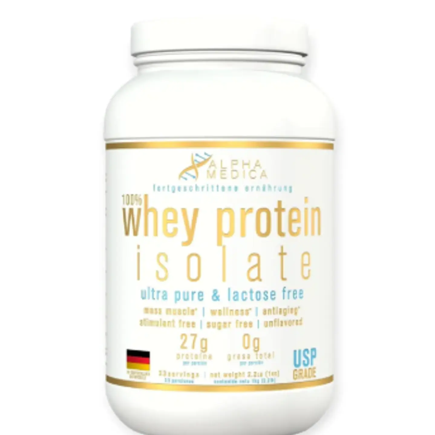 PROTEINA 100% WHEY PROTEIN ISOLATE 1KILO 33 SV - ALPHA MEDICA